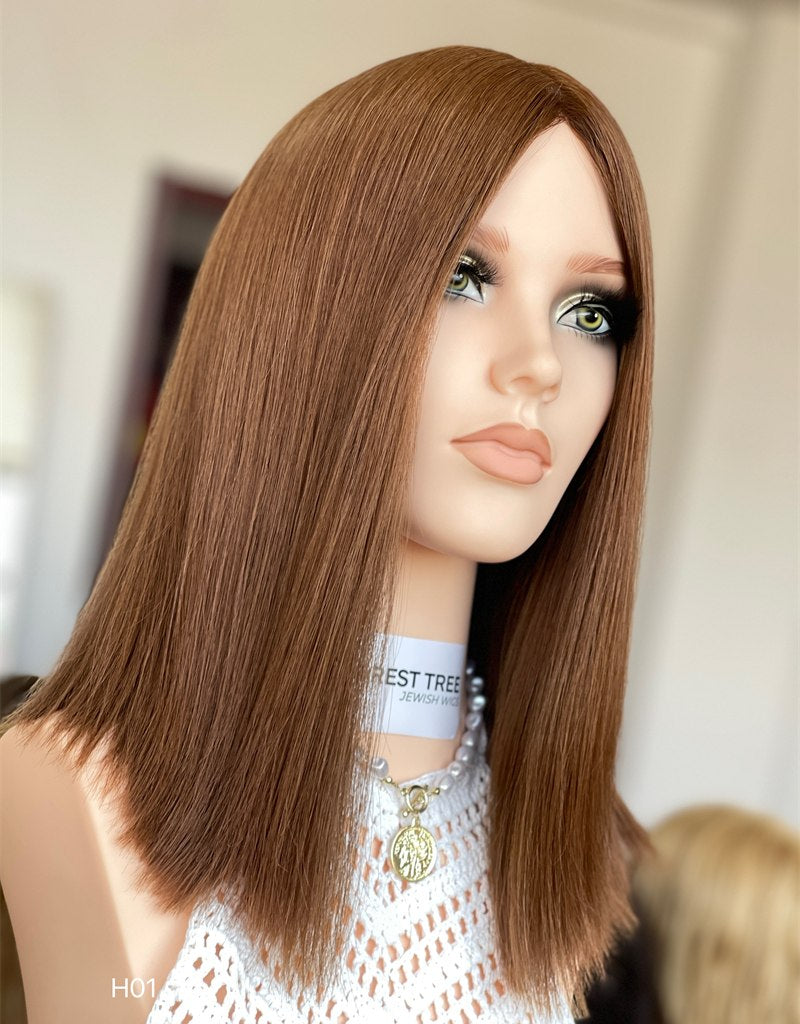 #8 Color 16inch Super Slight Layer Silk Base Wig