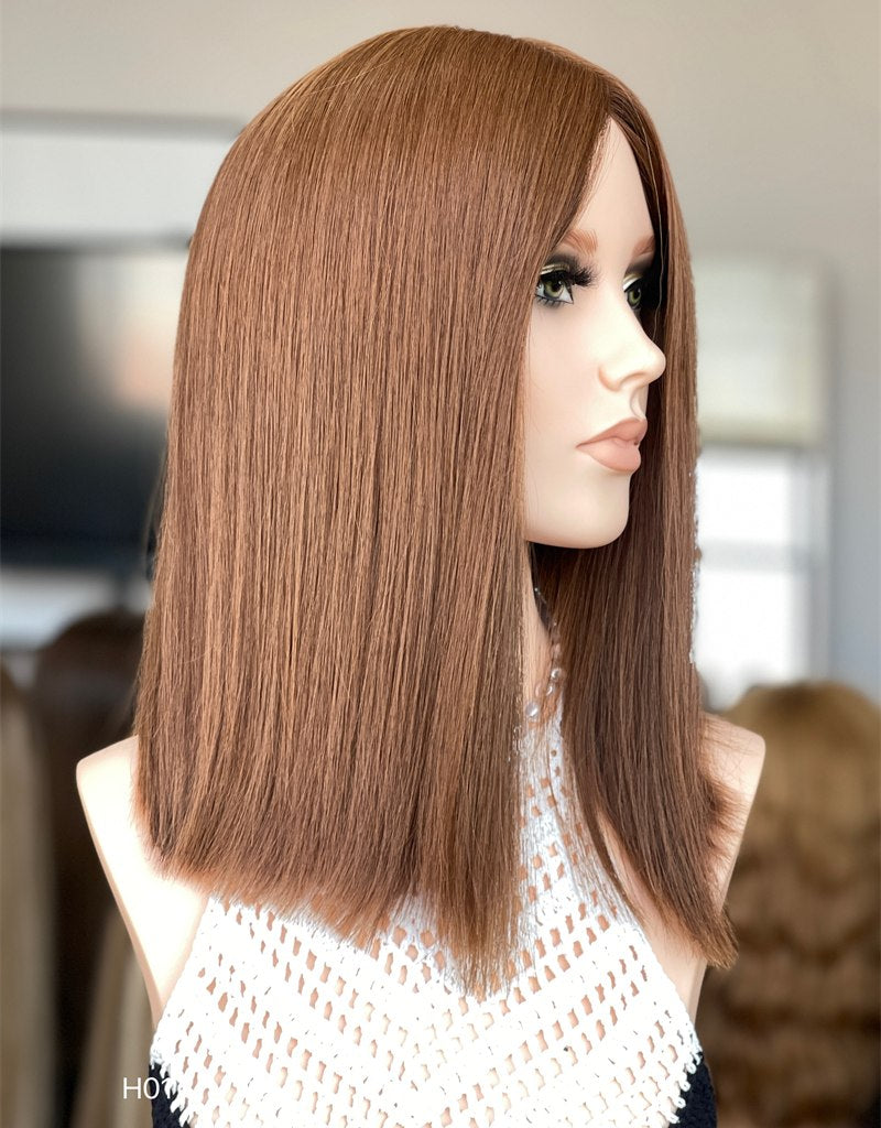#8 Color 16inch Super Slight Layer Silk Base Wig