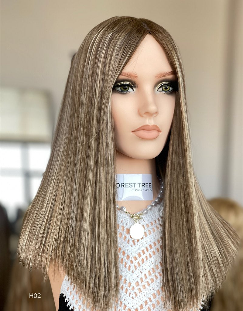 #6/500/60 Highlight Color 18inch Super Slight Layer Silk Base Wig