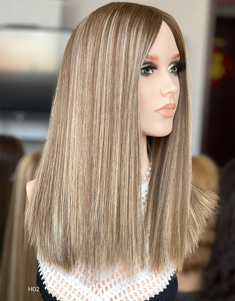 #6/500/60 Highlight Color 18inch Super Slight Layer Silk Base Wig