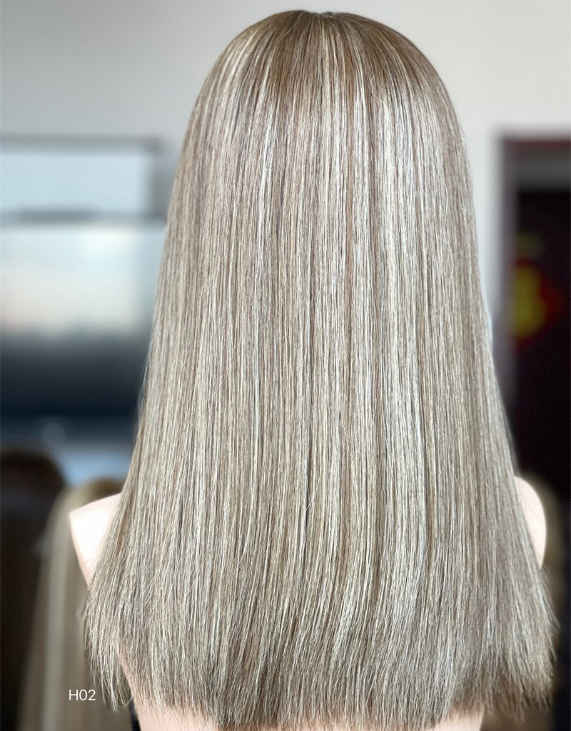 #6/500/60 Highlight Color 18inch Super Slight Layer Silk Base Wig