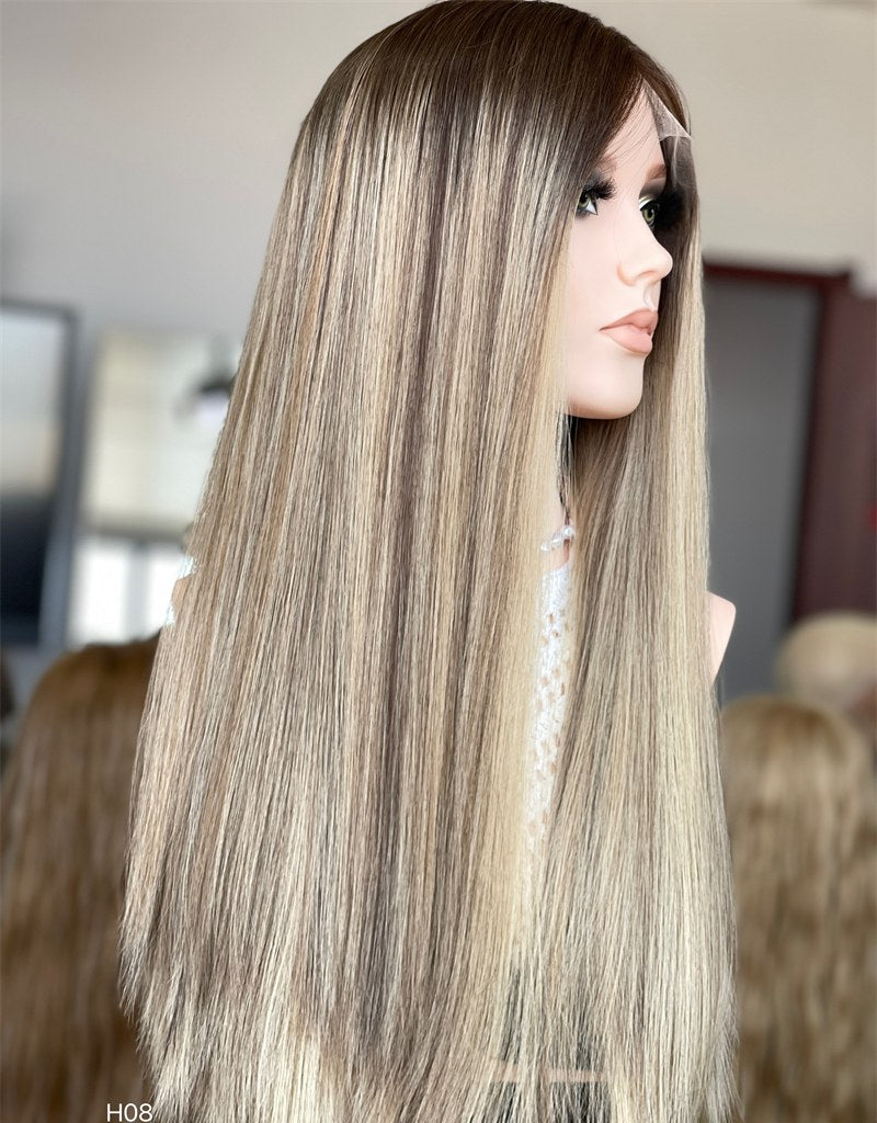 #4/18/22 Highlight Color 24inch Slight Layer HD Lace Top Wig