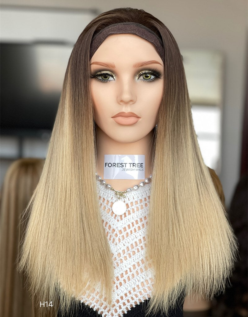 #4B/10 Highlight Color 14inch Big Layer Jewish Ponytail Wig
