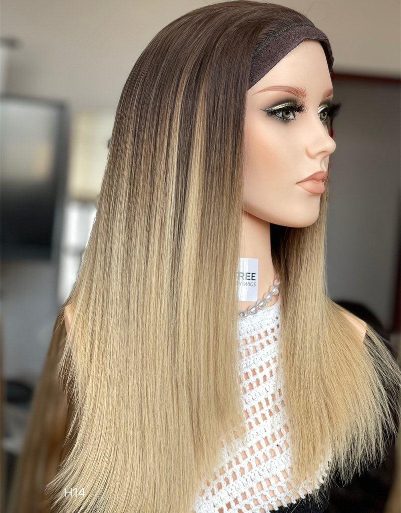 #4B/10 Highlight Color 14inch Big Layer Jewish Ponytail Wig