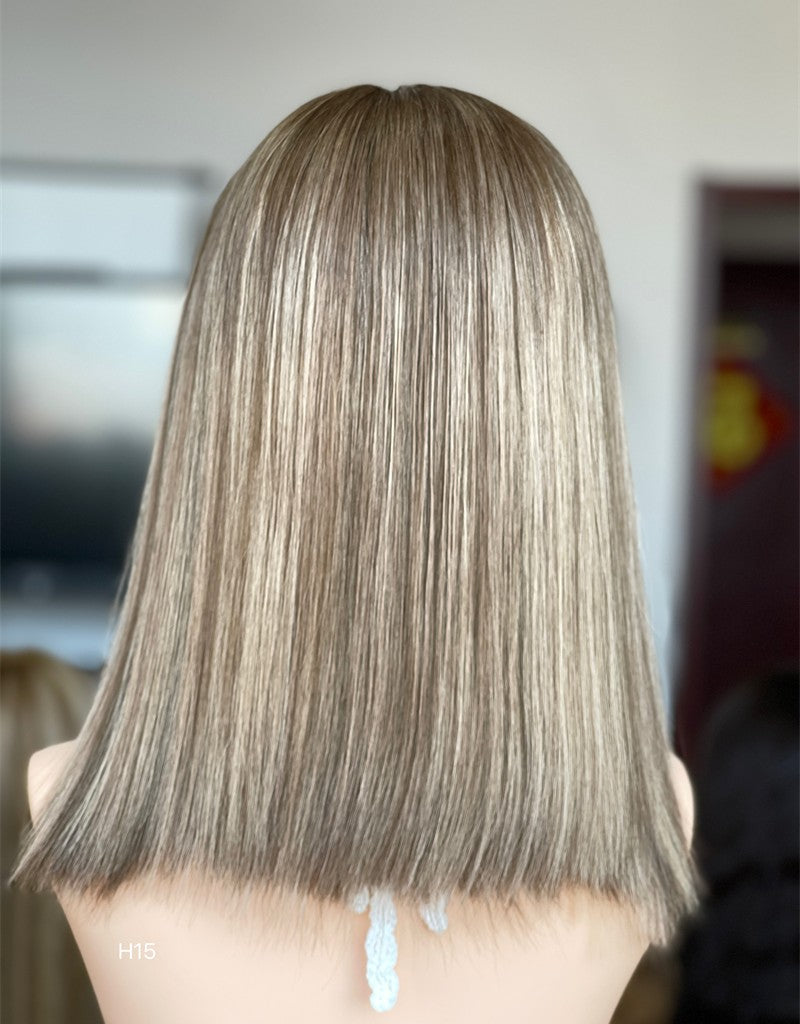 #6/500C/60 Highlight Color 14inch No Layer HD Lace Top Wig