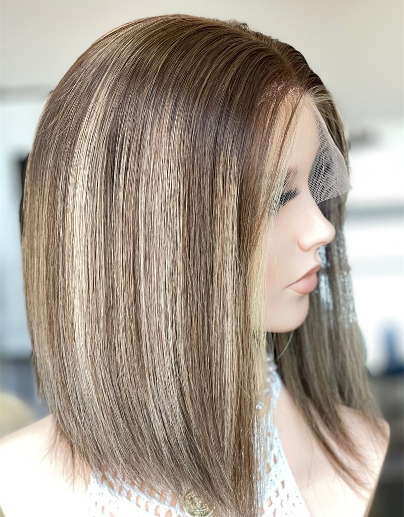 #4/8/12 Highlight Color 13inch Super Slight Layer HD Lace Top Wig