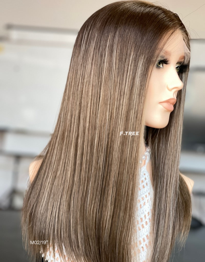 #4/8/12 Color 19inch Super Slight Layer HD Lace Top Wig