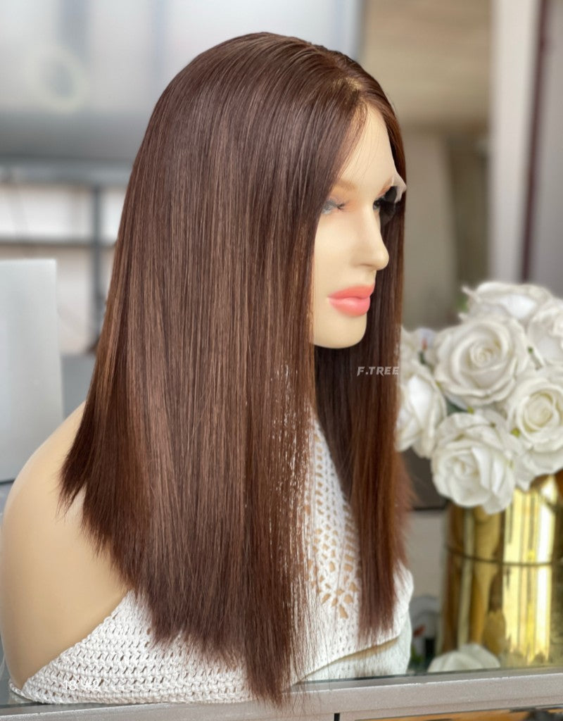 #2 Dark Brown Color 18inch Super Slight Layer HD Lace Top Wig