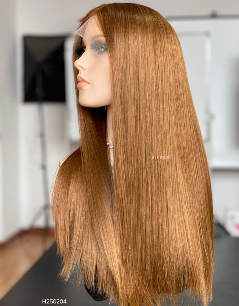 #BB8 Brown Color 24 inch Super Slight Layer HD Lace Top Wig