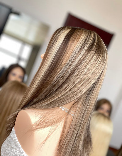 #CAFE Highlight Color 18inch Super Slight Layer HD Lace Top Wig