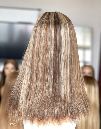 #CAFE Highlight Color 18inch Super Slight Layer HD Lace Top Wig