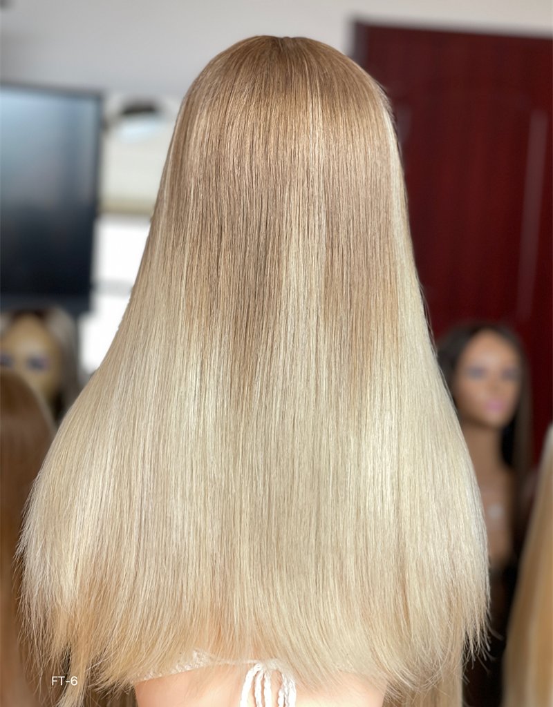 #Pearl White Color 20inch Super Slight Layer HD Lace Top Wig