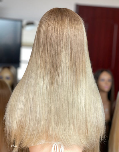 #Pearl White Color 20inch Super Slight Layer HD Lace Top Wig