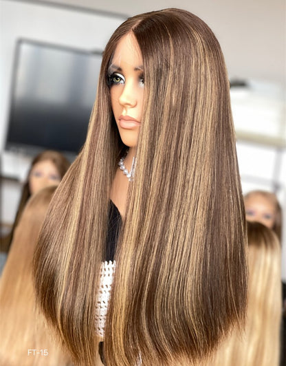 #4/12 Highlight Color 24inch Super Slight Layer HD Lace Top Wig