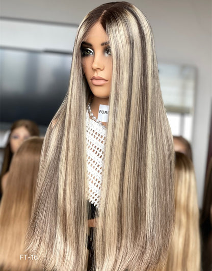 #Ashy Highlight Color 26inch Super Slight Layer HD Lace Top Wig