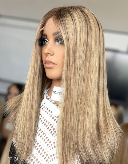 #146 Highlight Color 18inch Super Slight Layer HD Lace Top Wig