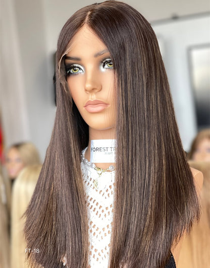 #N4/6 Highlight Color 18inch Super Slight Layer HD Lace Top Wig