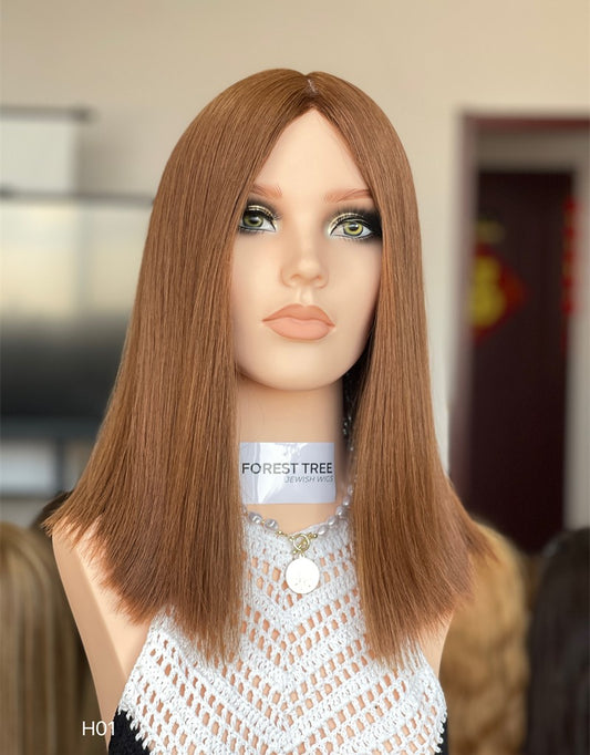 #8 Color 16inch Super Slight Layer Silk Base Wig