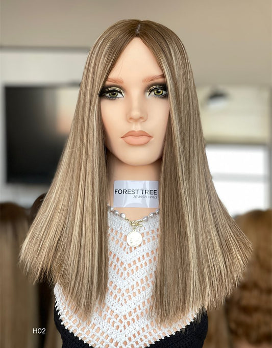 #6/500/60 Highlight Color 18inch Super Slight Layer Silk Base Wig