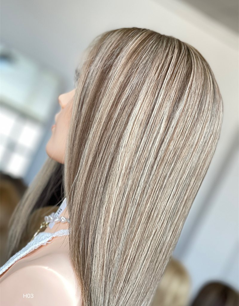 #714 Highlight Color 16inch Super Slight Layer HD Lace Top Wig