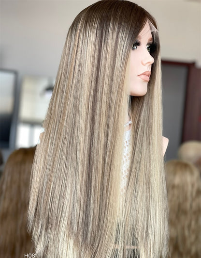 #4/18/22 Highlight Color 24inch Slight Layer HD Lace Top Wig