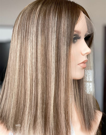 #6/500C/60 Highlight Color 14inch No Layer HD Lace Top Wig