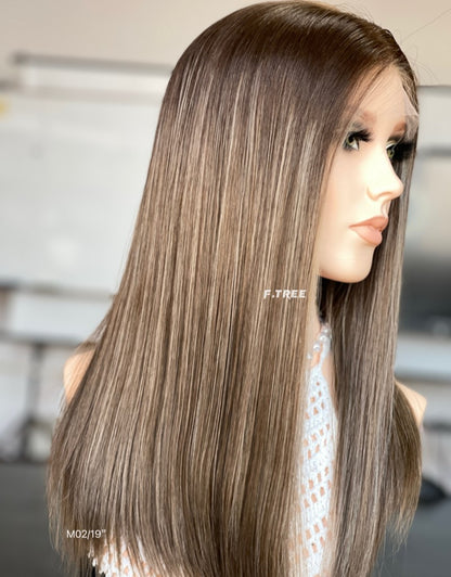 #4/8/12 Color 19inch Super Slight Layer HD Lace Top Wig