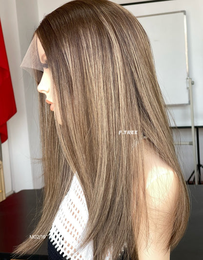 #4/8/12 Color 19inch Super Slight Layer HD Lace Top Wig