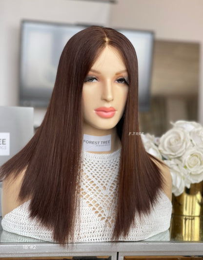 #2 Dark Brown Color 18inch Super Slight Layer HD Lace Top Wig