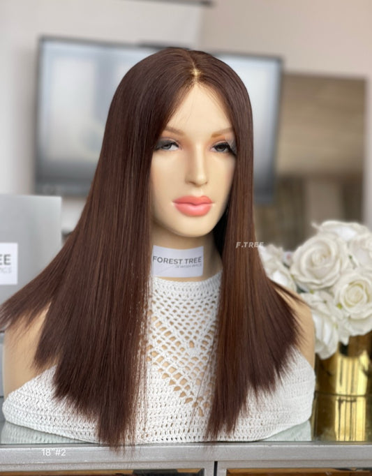 #2 Dark Brown Color 18inch Super Slight Layer HD Lace Top Wig