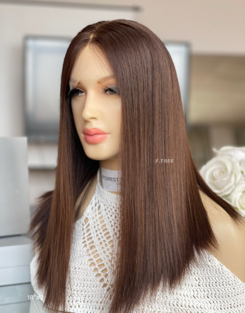 #2 Dark Brown Color 18inch Super Slight Layer HD Lace Top Wig