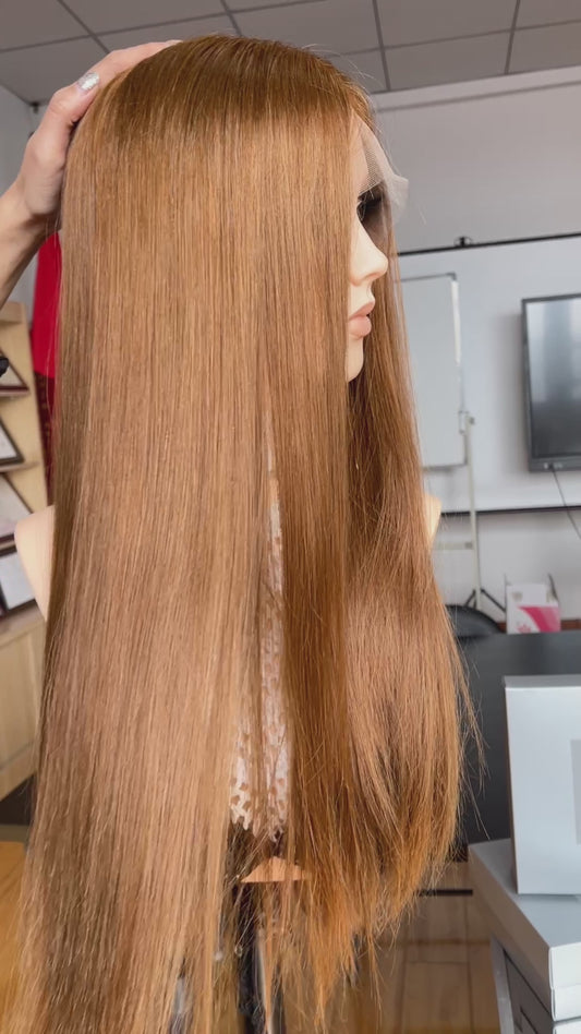 #BB8 Brown Color 24 inch Super Slight Layer HD Lace Top Wig