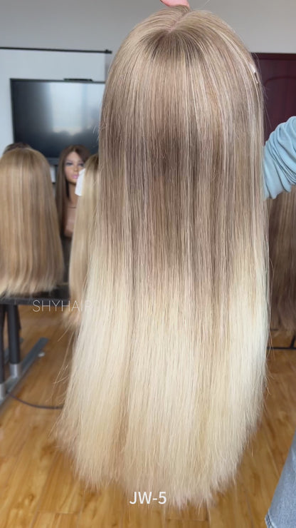 #Pearl White Color 20inch Super Slight Layer HD Lace Top Wig