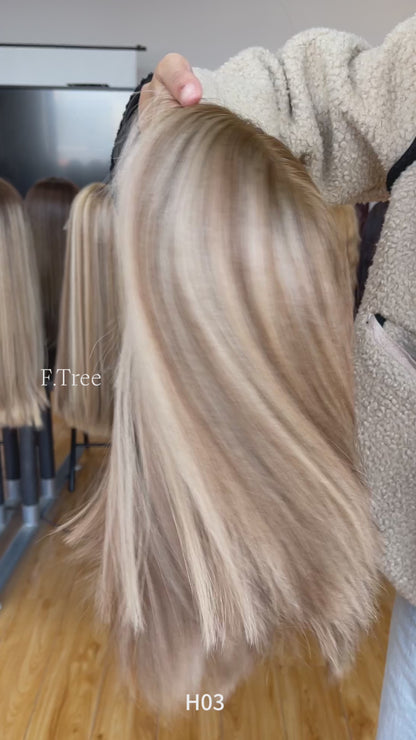 #714 Highlight Color 16inch Super Slight Layer HD Lace Top Wig