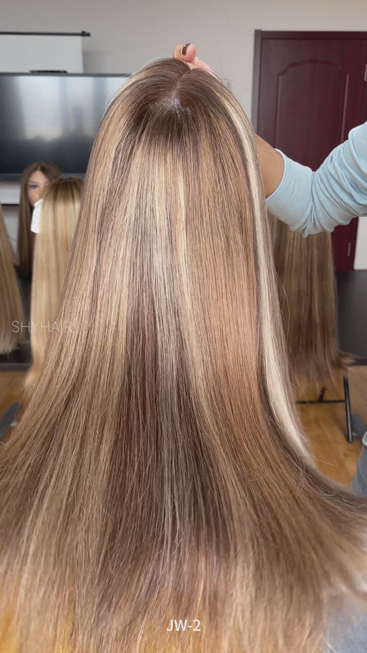 #CAFE Highlight Color 18inch Super Slight Layer HD Lace Top Wig