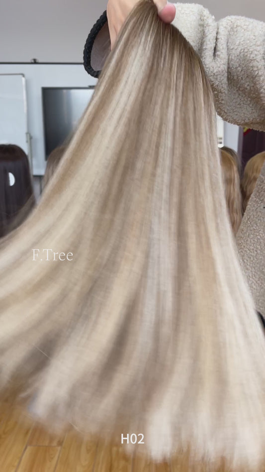 #6/500/60 Highlight Color 18inch Super Slight Layer Silk Base Wig