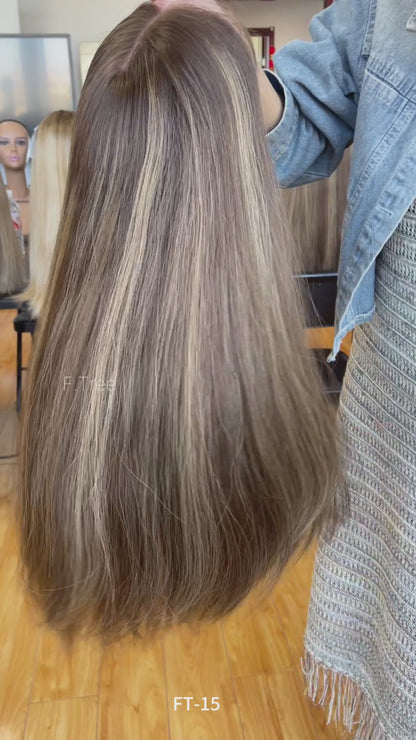 #4/12 Highlight Color 24inch Super Slight Layer HD Lace Top Wig