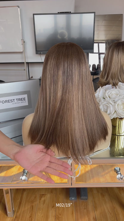 #4/8/12 Brown Highlights Color 17inch Super Slight Layer HD Lace Top Wig