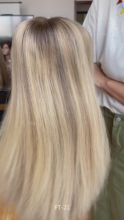 #146 Highlight Color 18inch Super Slight Layer HD Lace Top Wig